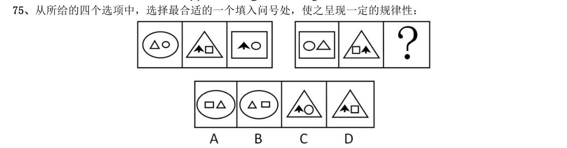 (2012年安徽省考·第75题)从所给的四个选项中,选择最合适的一个填入问号处,