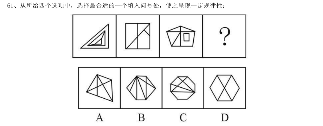 (2015年安徽省考·第61题)从所给四个选项中,选择最合适的一个填入问号处,使
