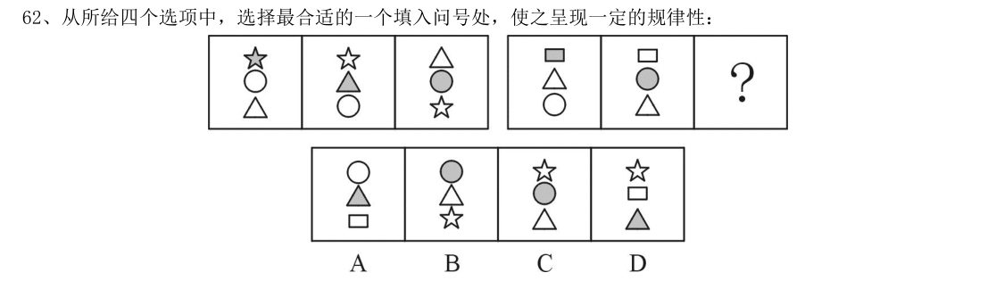 (2015年安徽省考·第62题)从所给四个选项中,选择最合适的一个填入问号处,使