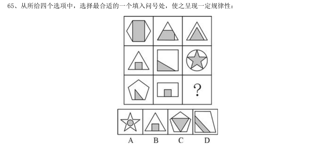 (2015年安徽省考·第65题)从所给四个选项中,选择最合适的一个填入问号处,使