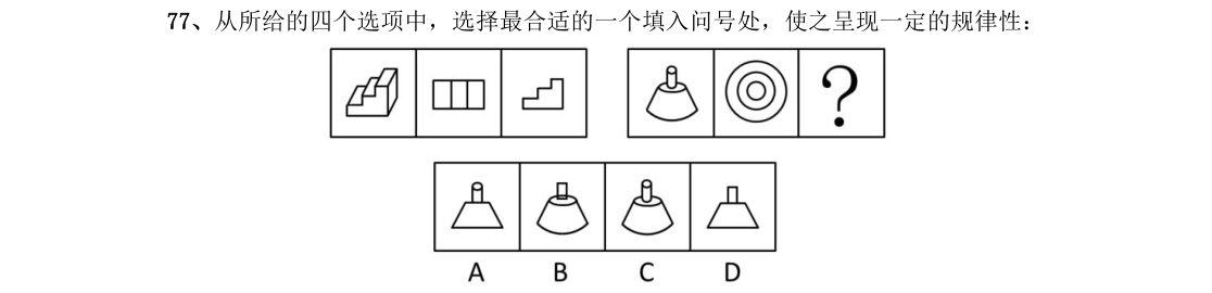 (2014年国考·第77题)从所给的四个选项中,选择最合适的一个填入问号处,使之