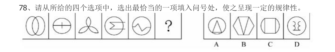 （2022年江苏省考·第78题）请从所给的四个选项中，选出最恰当的一项填入问号处