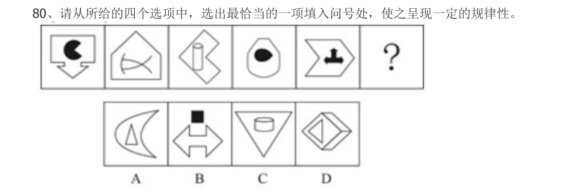 (2022年江苏省考·第80题)请从所给的四个选项中,选出最恰当的一项填入问号处