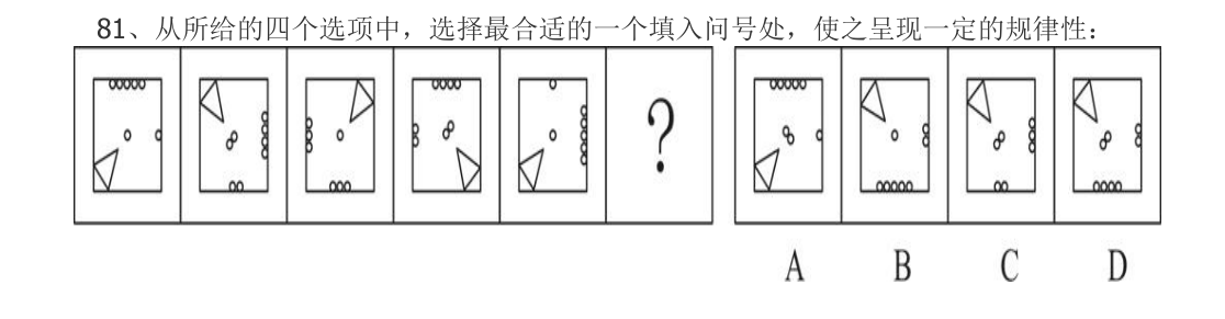 (2022年江苏省考·第81题)从所给的四个选项中,选择最合适的一个填入问号处,
