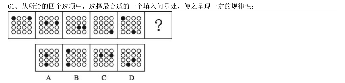(2018年山东省考·第61题)从所给的四个选项中,选择最合适的一个填入问号处,